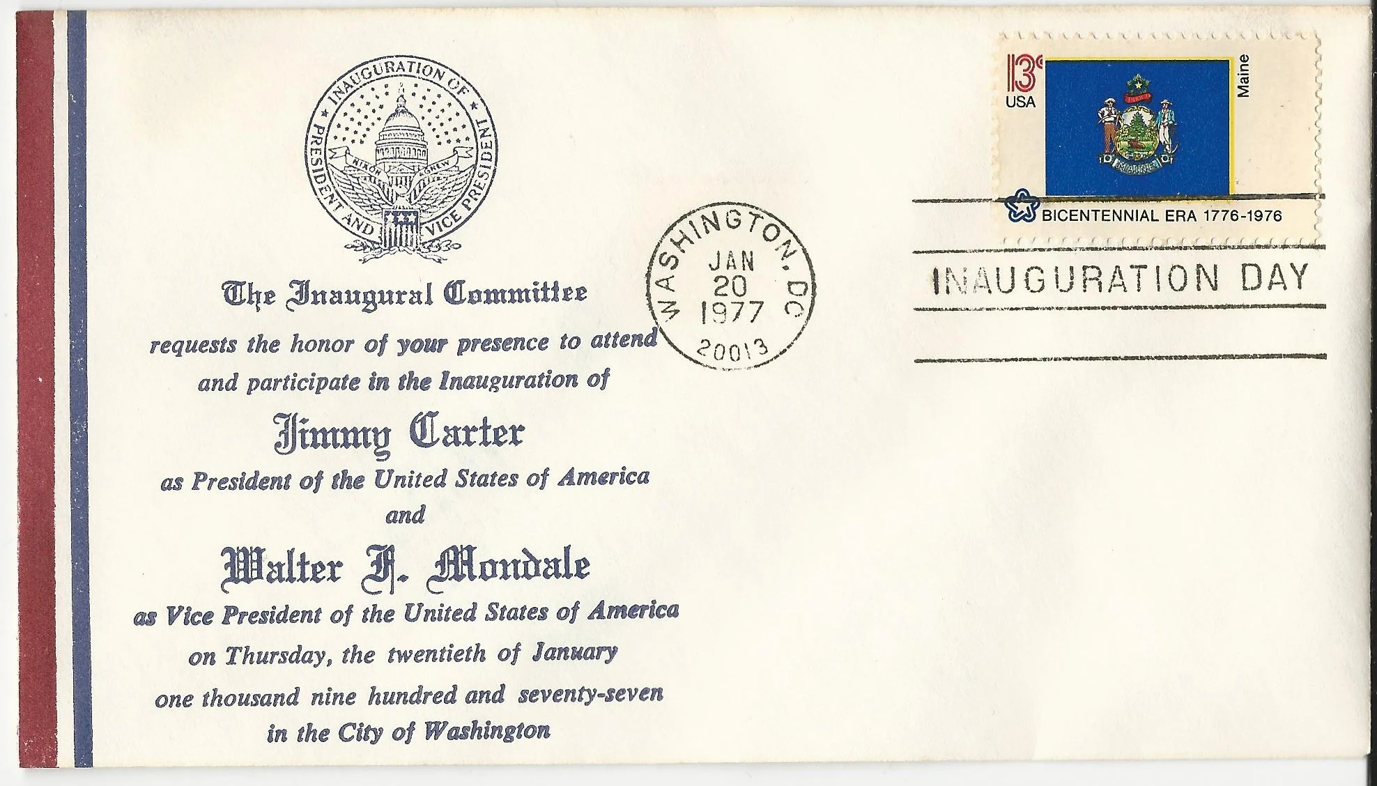 Inauguration Jimmy Carter & Walter Mondale Postmark #1:&hellip;